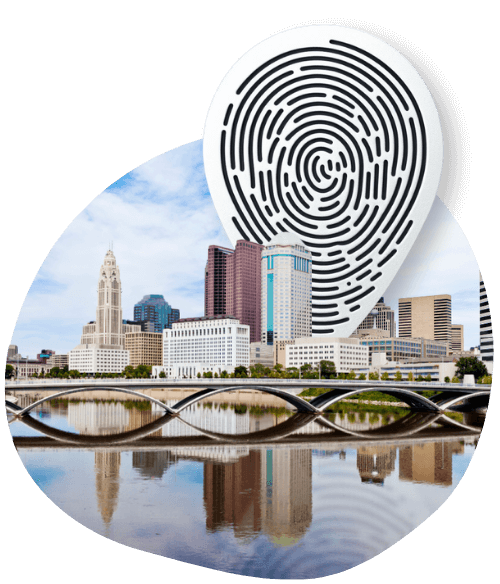 columbus The city of columbus with a location pin hovering above the city